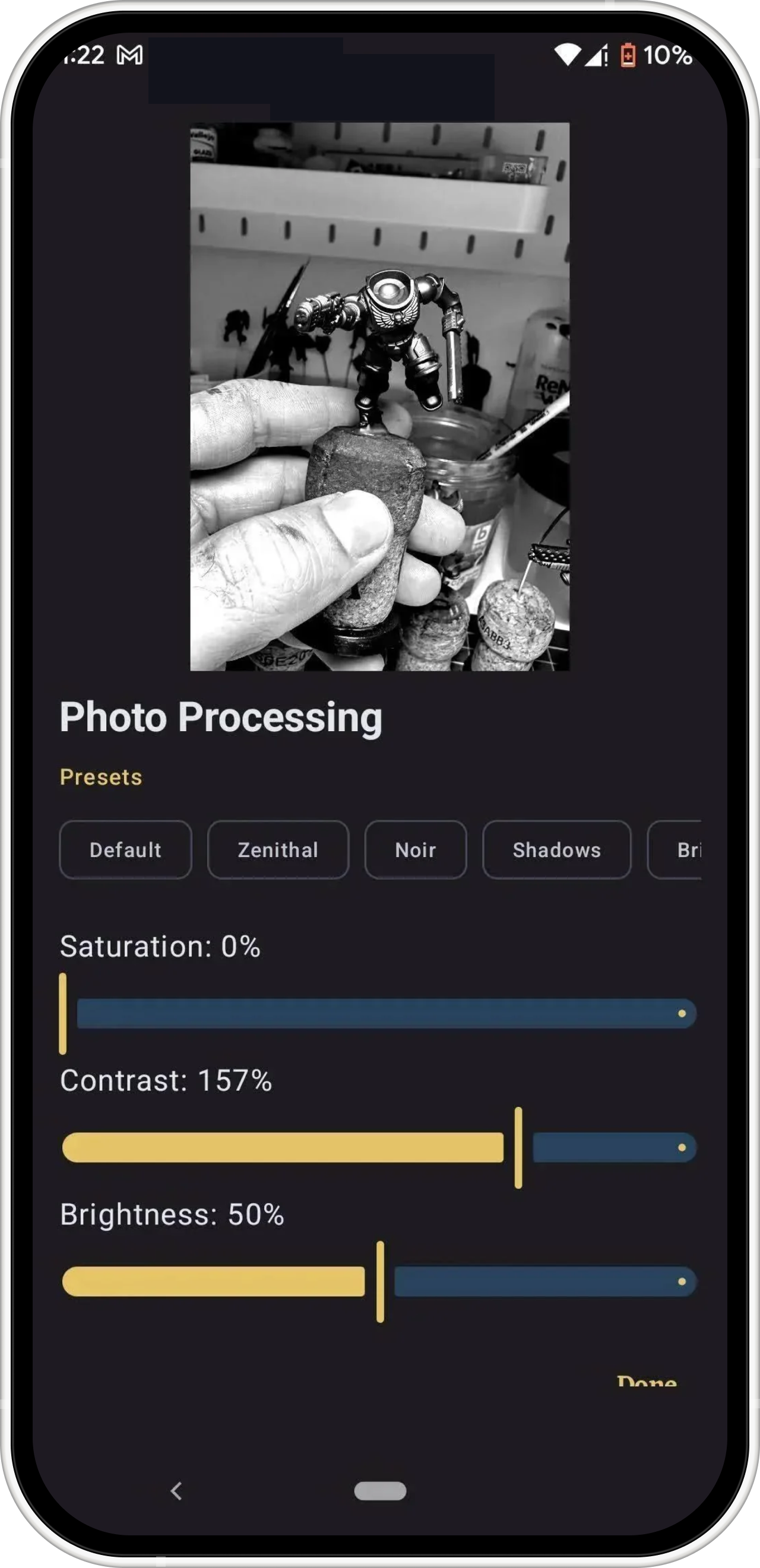 Lighting Tool Control Page